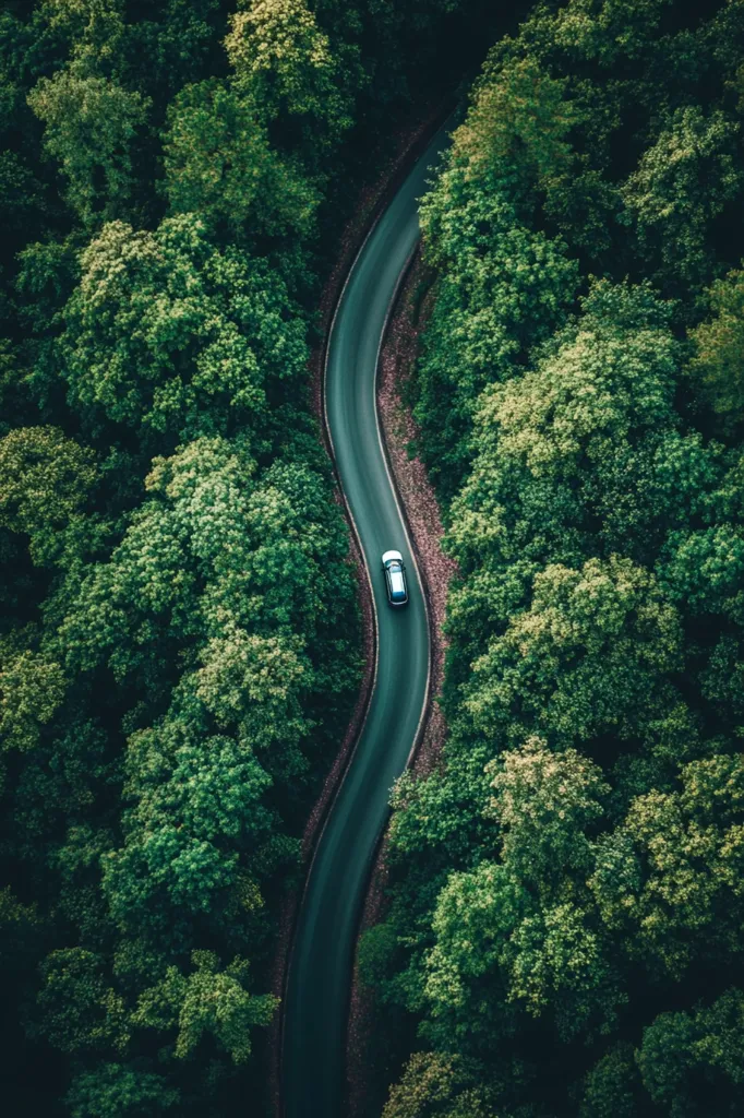 Aerial view of a winding road through forest representing our clear, guided approach